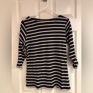 L. L. Bean 3/4 Sleeve Women’s Nautical Stretchy Striped Top, Size Medium